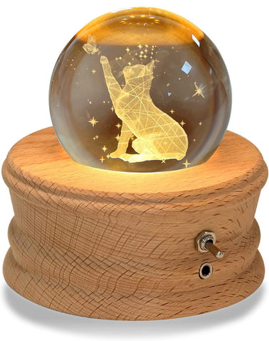 Kibuhain crystal ball front view showing clear 3D etching and sparkle