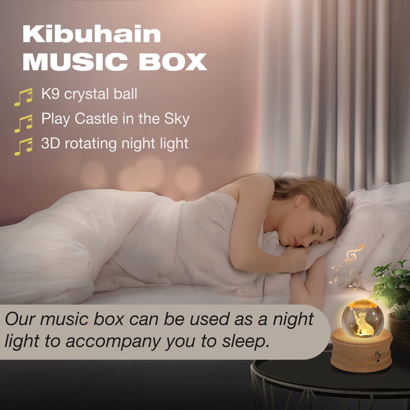 Kibuhain rotating globe in use creating calming motion and melody