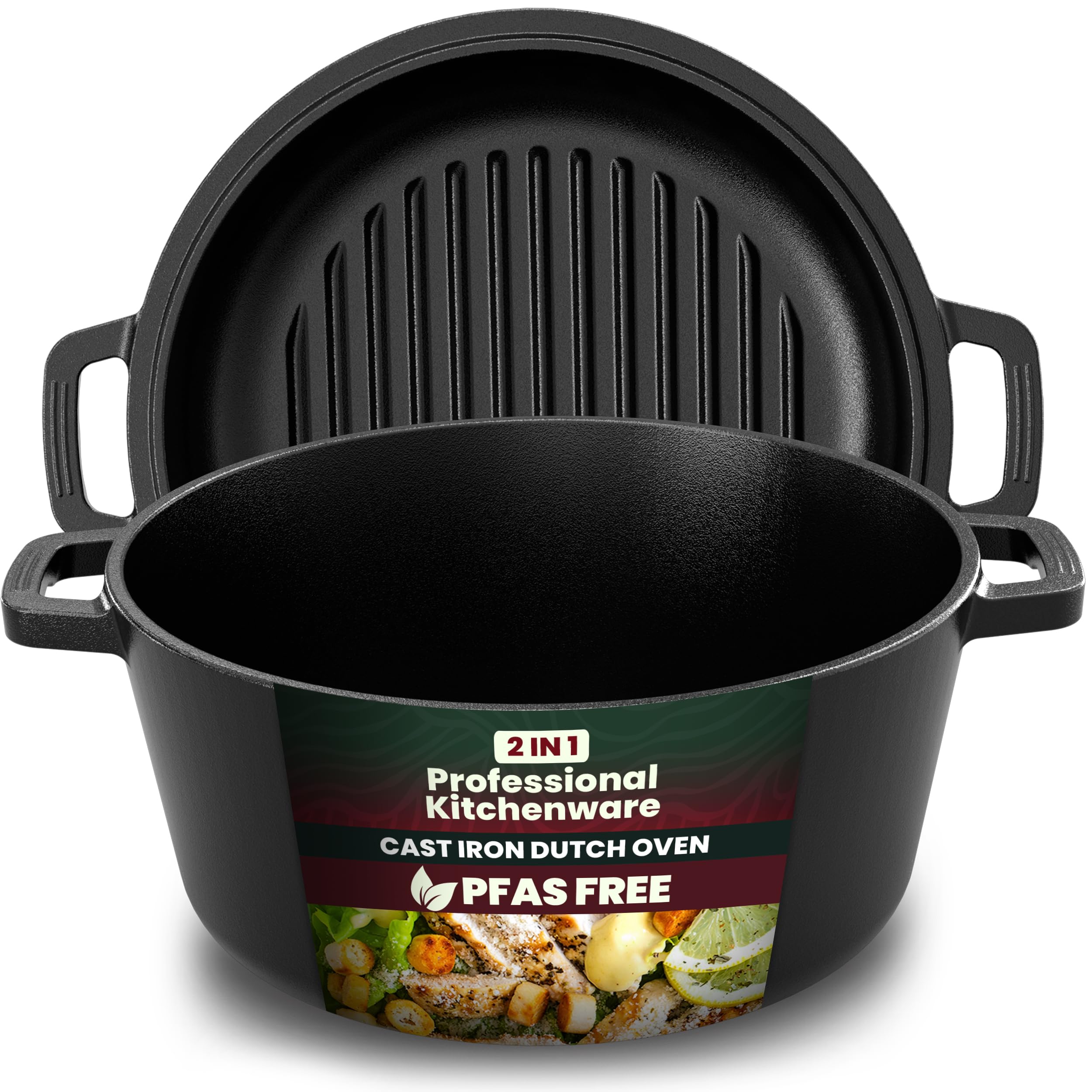 KICHLY Dutch oven front view showing sturdy build and capacity benefit