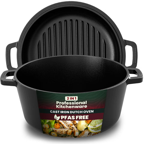 KICHLY Dutch oven front view showing sturdy build and capacity benefit
