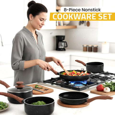 KICHLY granite nonstick coating close-up demonstrating easy food release