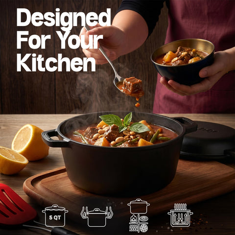 KICHLY Dutch oven roasting chicken in oven for even cooking benefit