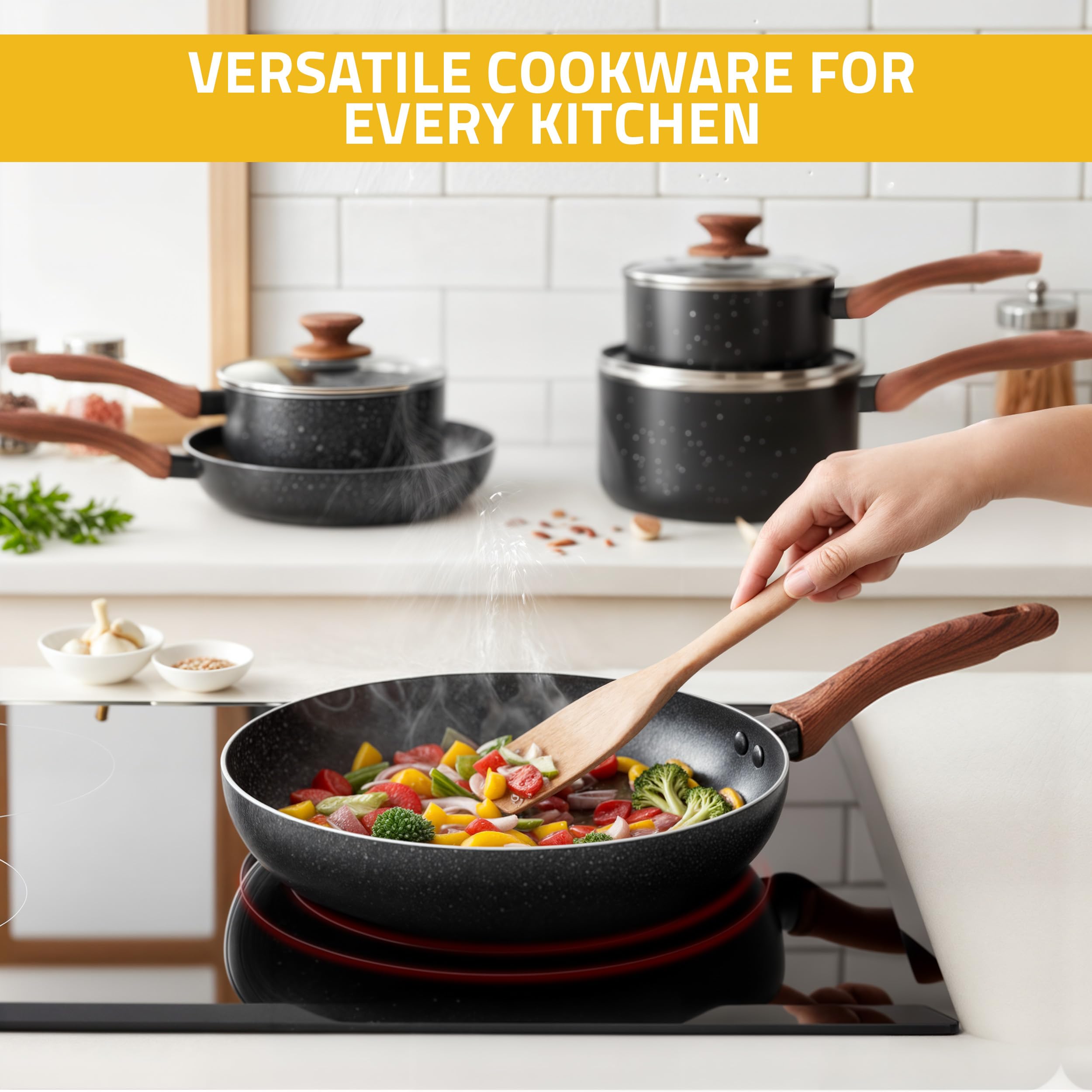 KICHLY cookware in kitchen serving a meal showing everyday practicality
