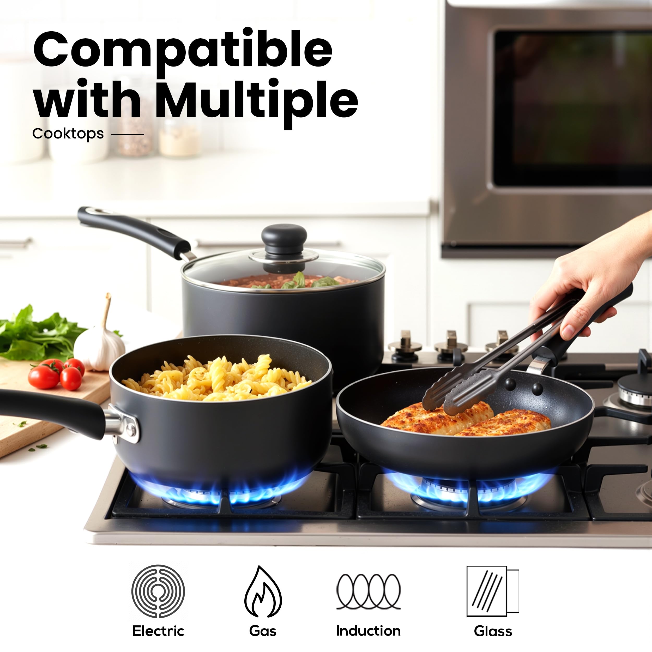 KICHLY close-up of nonstick interior showing smooth surface for effortless cleanup