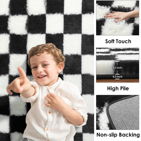KICMOR close-up of shag pile highlights plush microfiber comfort underfoot