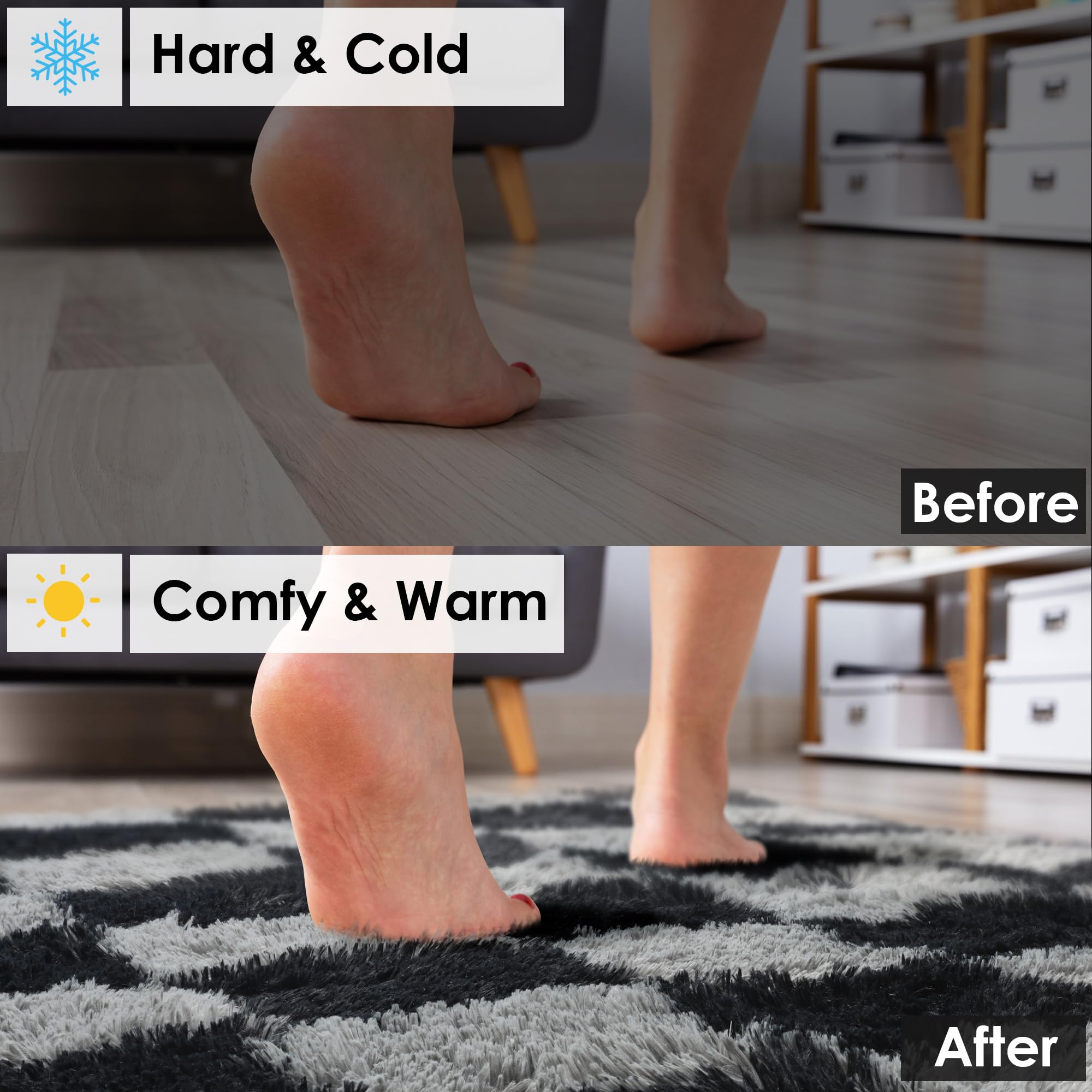 KICMOR rug next to chair showing 4x6 scale and placement clarity