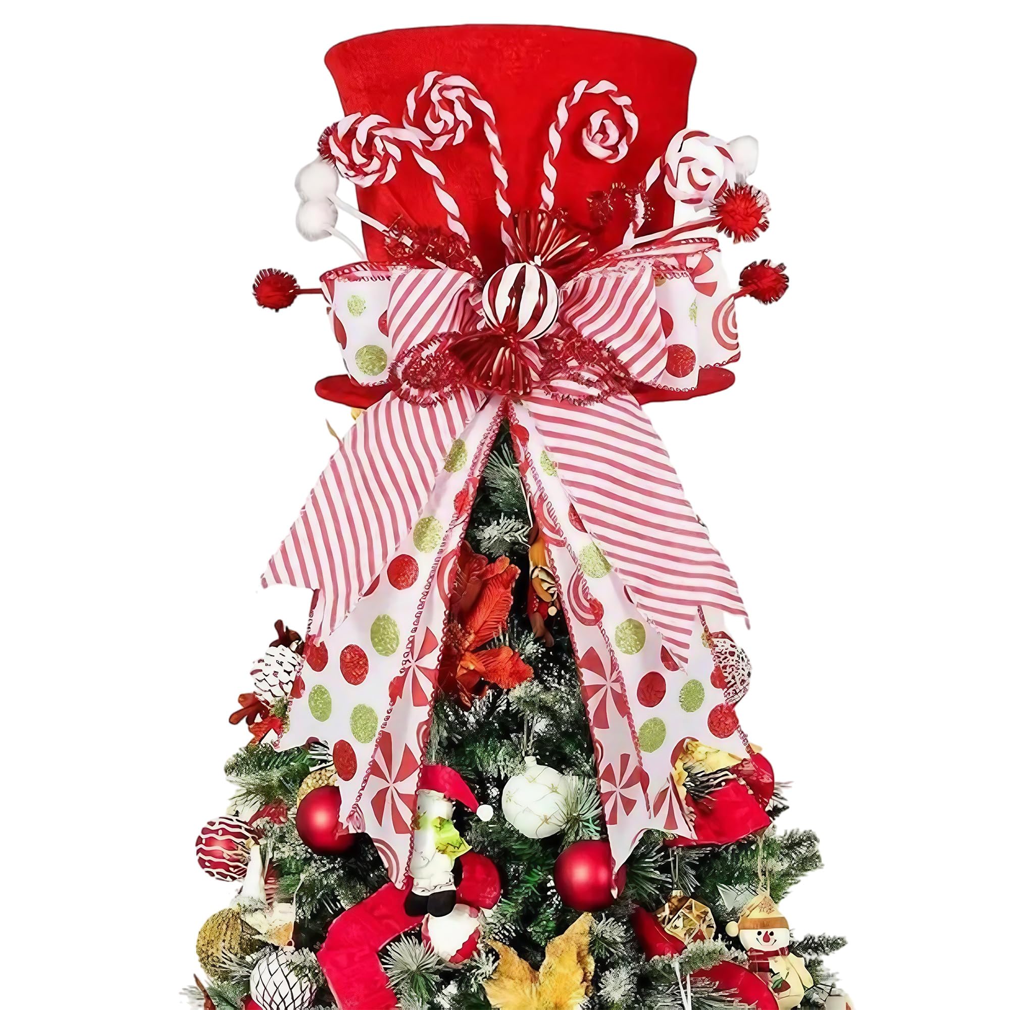 KIDHABE front view red velvet top hat topper showing festive silhouette and shimmer
