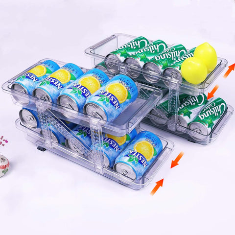 Kiencyluky front view of dispenser showing neat can rows and organized fridge benefit
