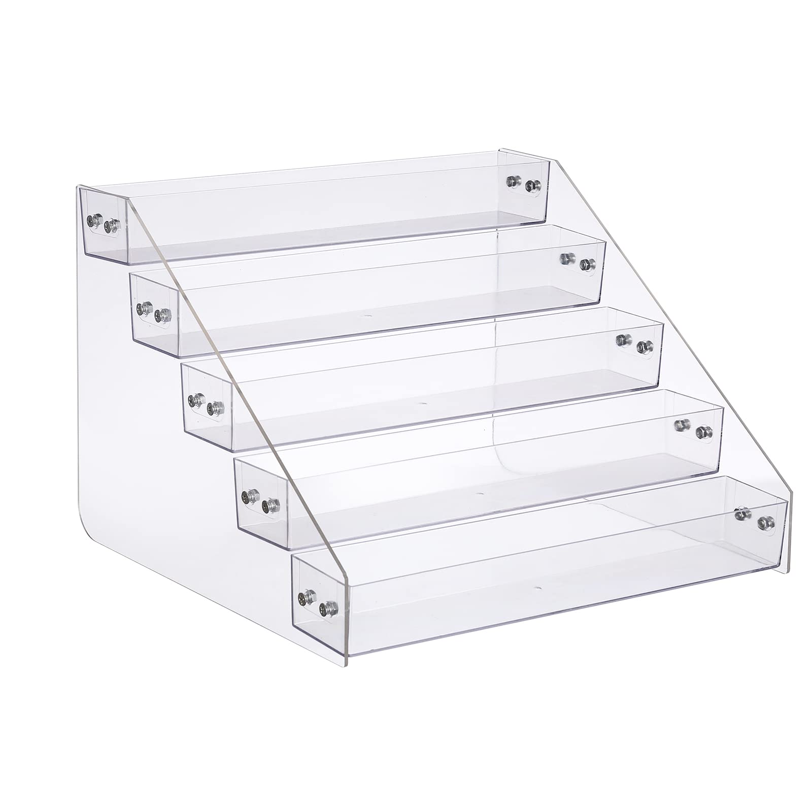 Kihor clear acrylic spice rack front view showing tidy bottles and fast access