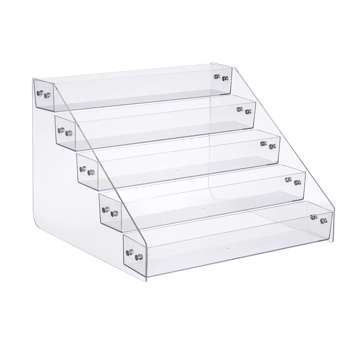 Kihor clear acrylic spice rack front view showing tidy bottles and fast access
