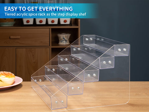 Kihor side profile showing tiered shelves for easy label visibility and reach