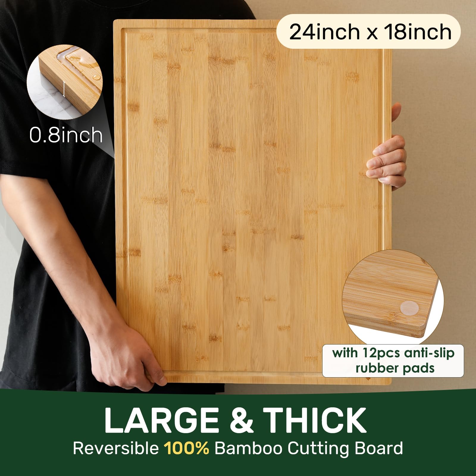 Kikcoin detail of deep juice groove catching liquids to protect countertops