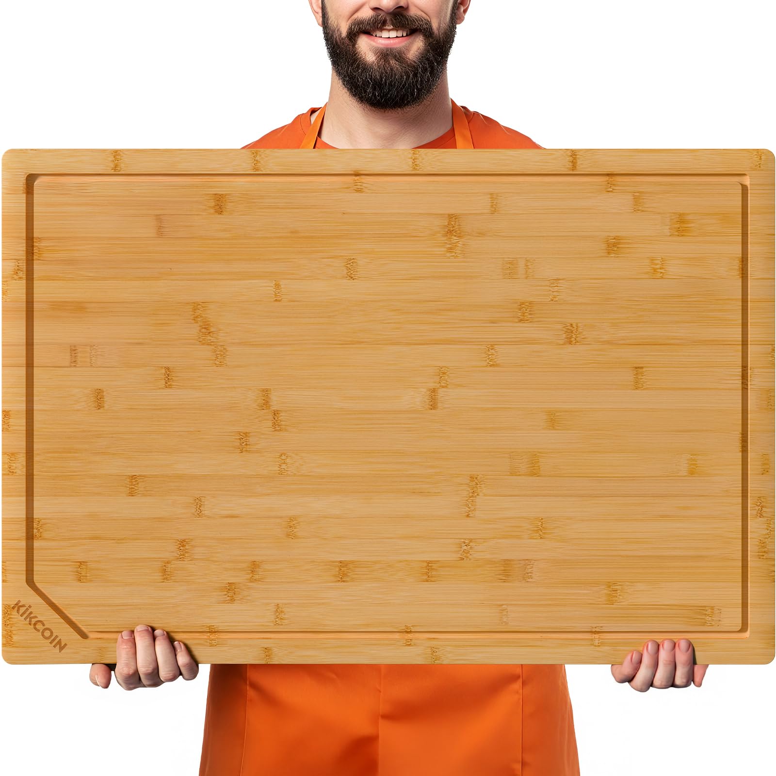 Kikcoin front view of full bamboo board shows large workspace and stability