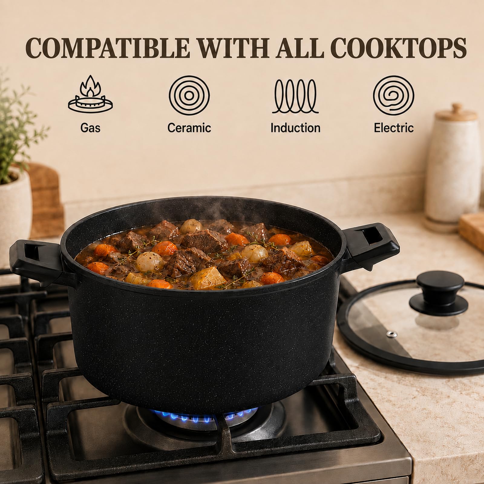 Kikcoin grill pan searing steak to show even heat and attractive grill marks