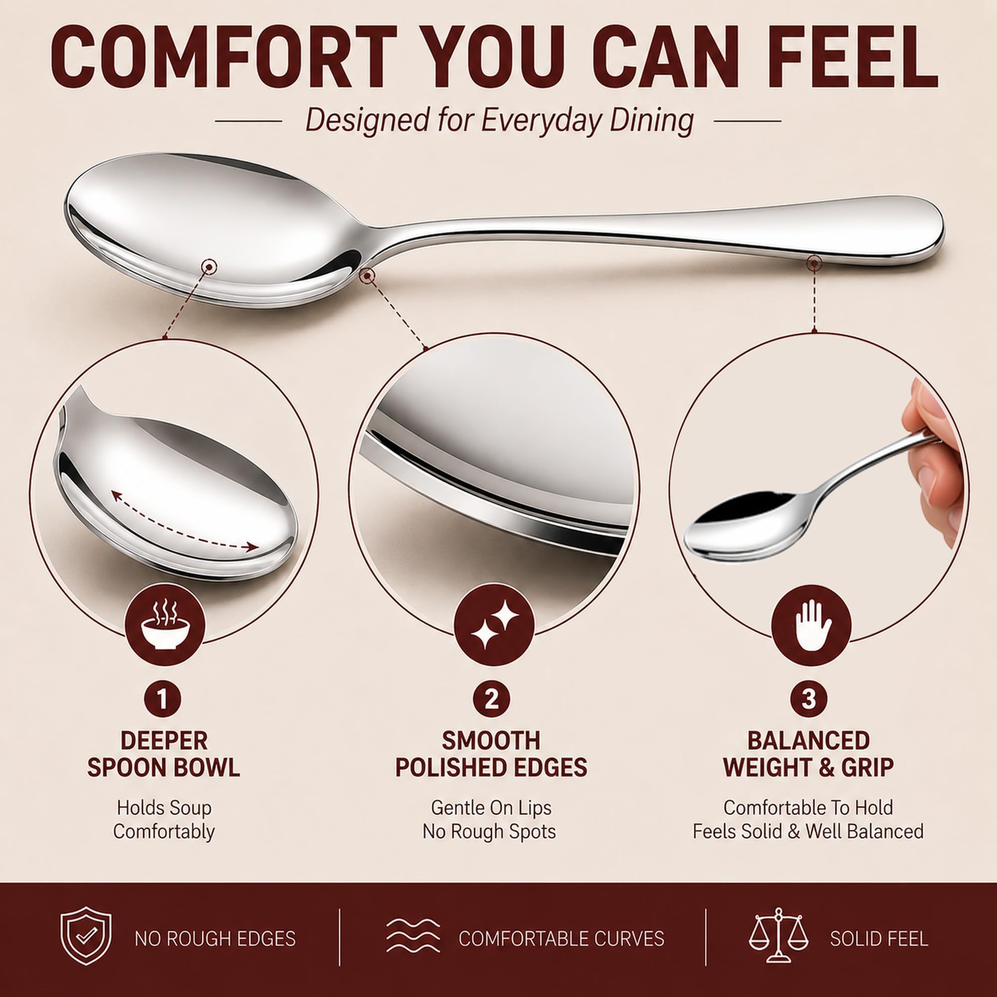 Kikcoin arranged knives forks and spoons demonstrating balanced weight and grip benefit