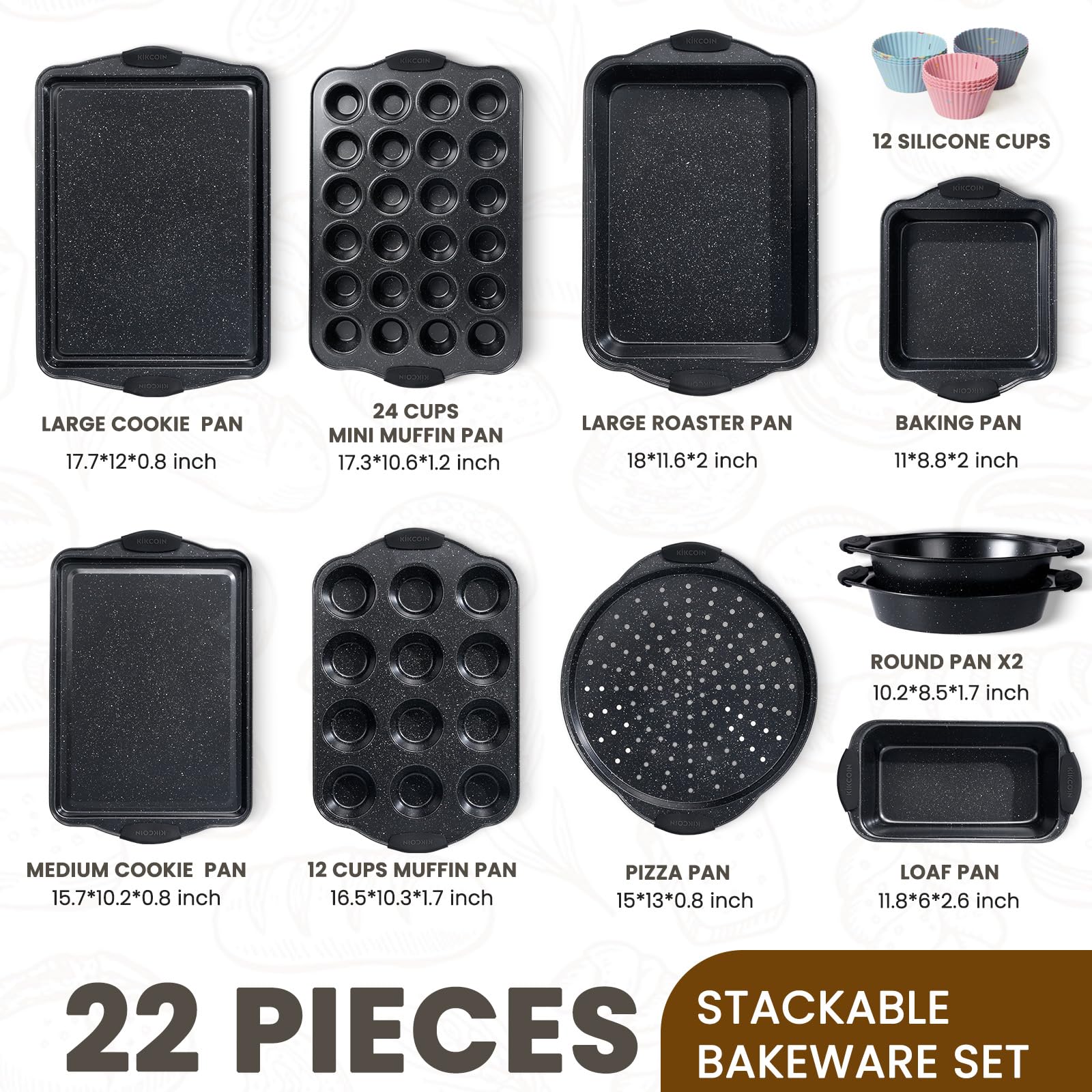 Kikcoin large cookie sheet top view demonstrating flat nonstick surface for even baking
