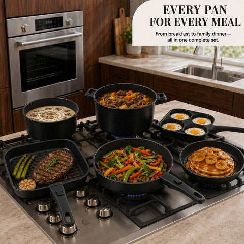 Kikcoin nonstick interior closeup illustrating easy food release and simple cleaning