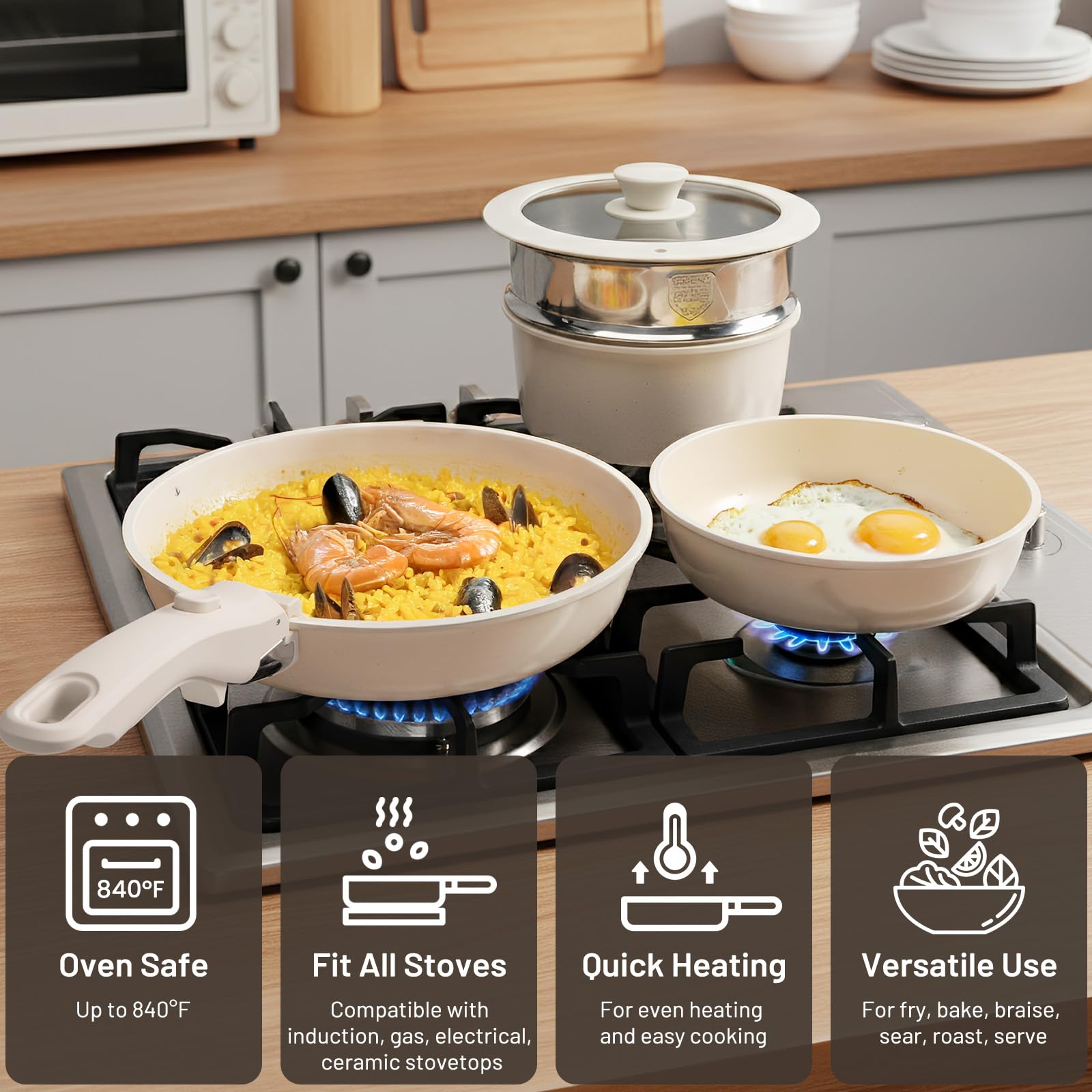 Kikcoin stainless steamer with glass lids useful for healthy steaming