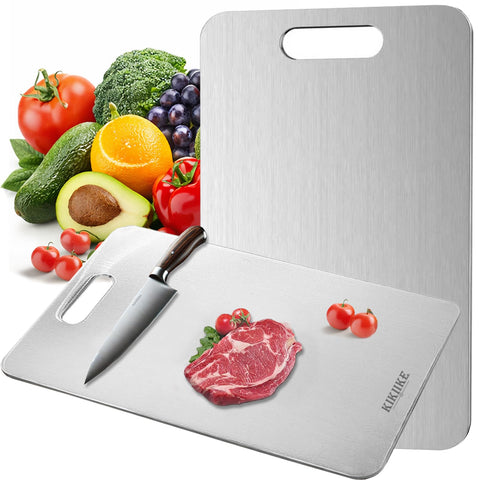 KIKIIKE titanium cutting board front view showing stain resistance