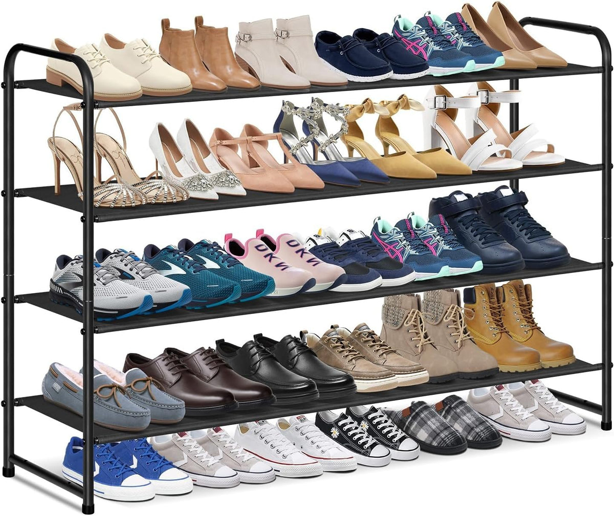 KIMBORA front view of full 4-tier shoe rack showing high capacity and neat storage