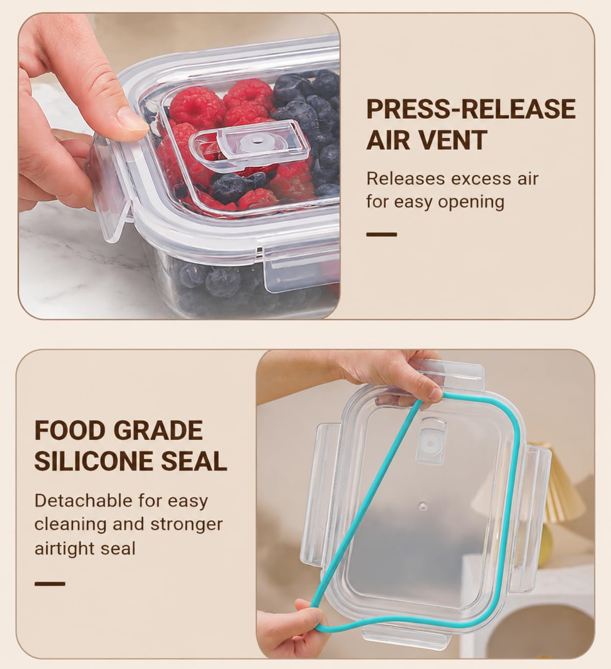 KIMIFACA washing berries in container demonstrating convenient rinse-and-store benefit