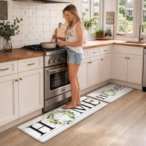KIMODE mats styled in a farmhouse kitchen showing comfortable aesthetic benefit