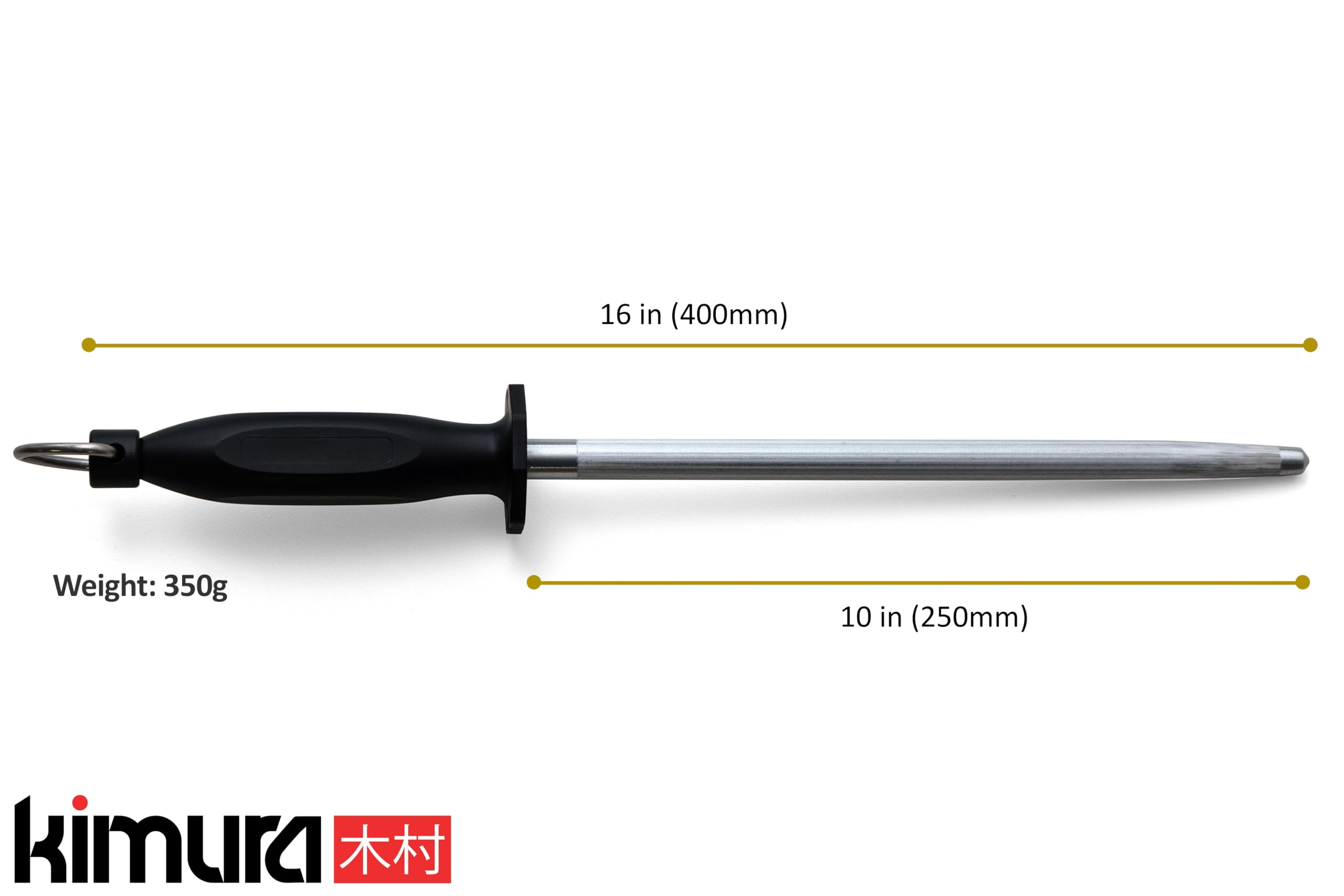 Kimura magnetized carbon-steel rod in use aligning a chef knife edge for faster safer prep