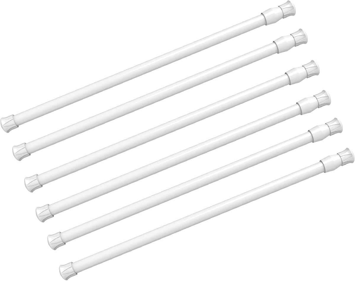 kimwason front view of six tension rods showing packaging and set benefit of multiple rods