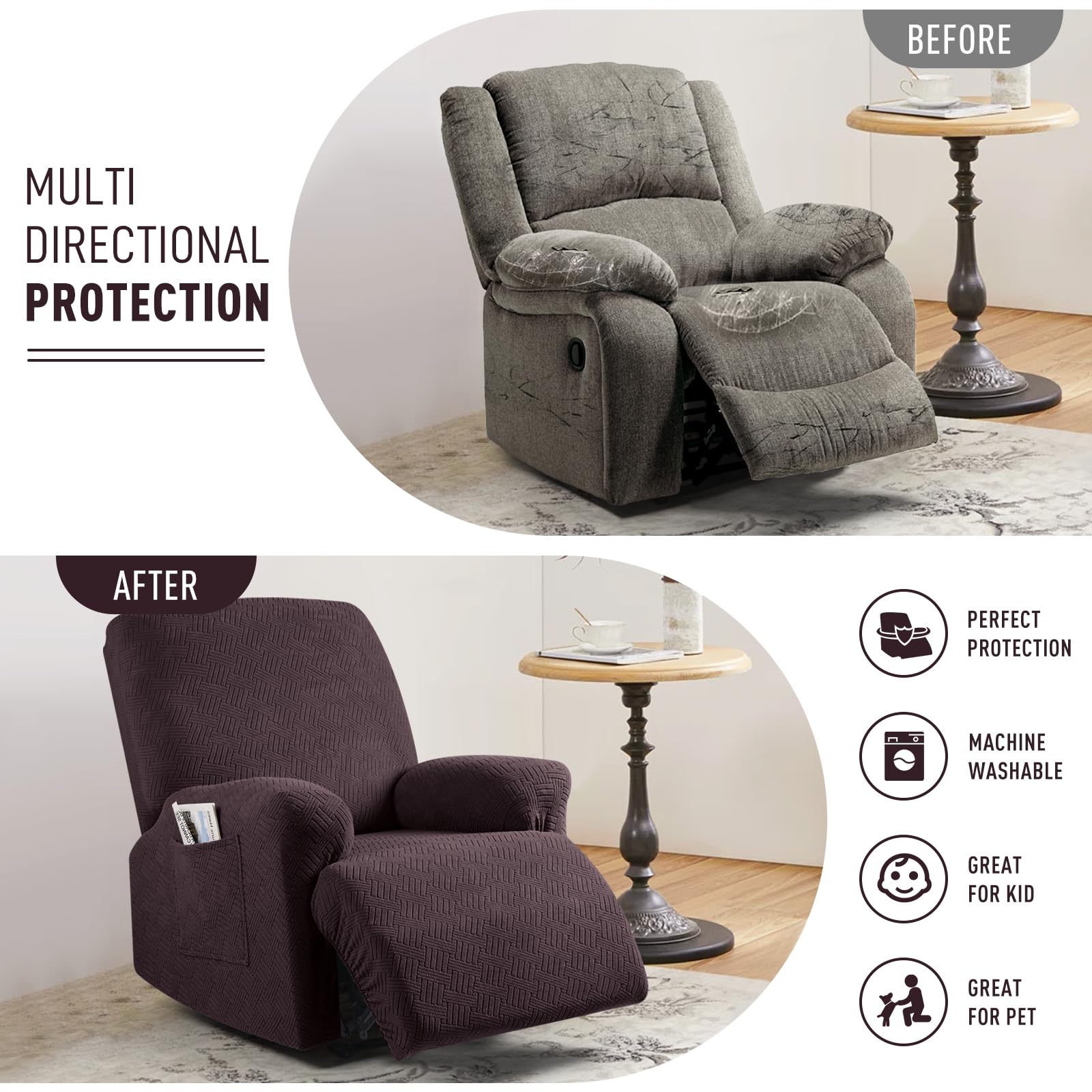KinCam arm pocket with remote demonstrating handy storage convenience