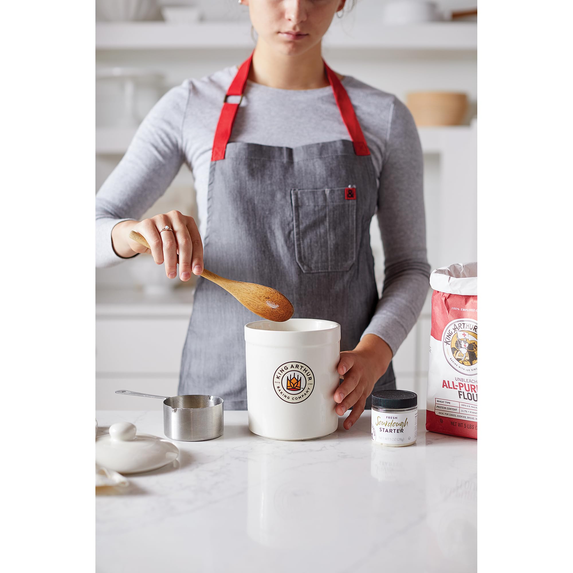 King Arthur crock inside microwave demonstrates heat-safe ceramic convenience