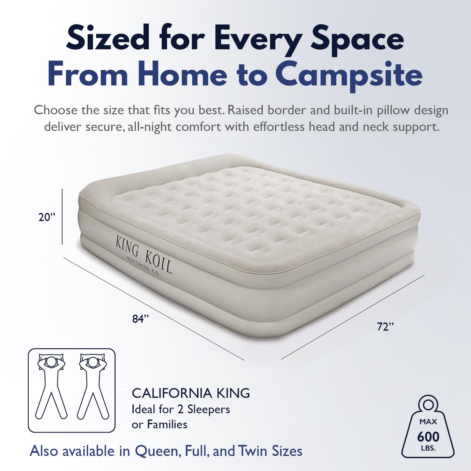 King Koil deflated and packed compactly for travel and convenient storage