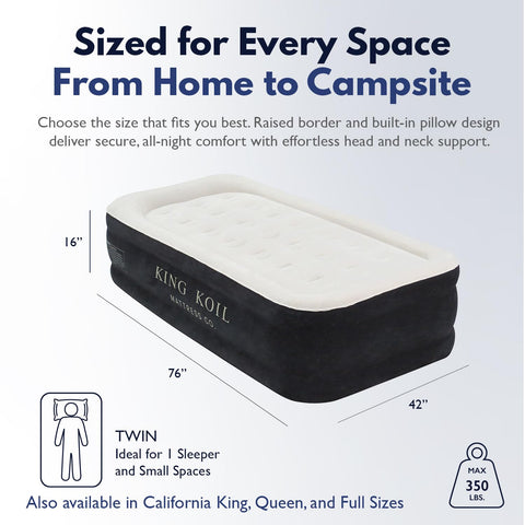 King Koil flocked top detail highlighting mattress-like comfort