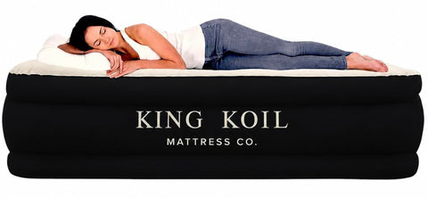 King Koil front view showing elevated mattress and true-bed feel