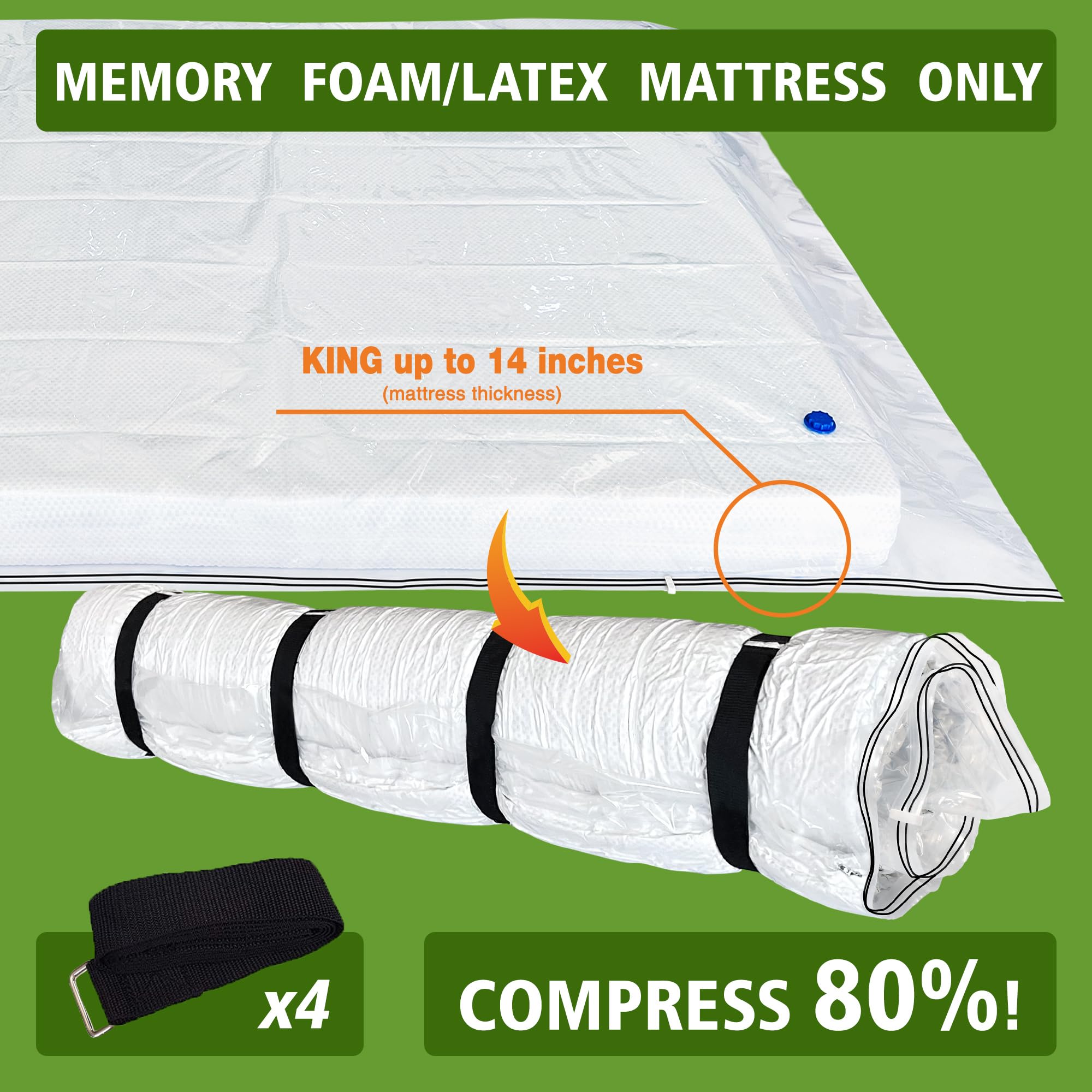 King Mattress Vacuum Bag leak-proof valve close-up for quick vacuuming