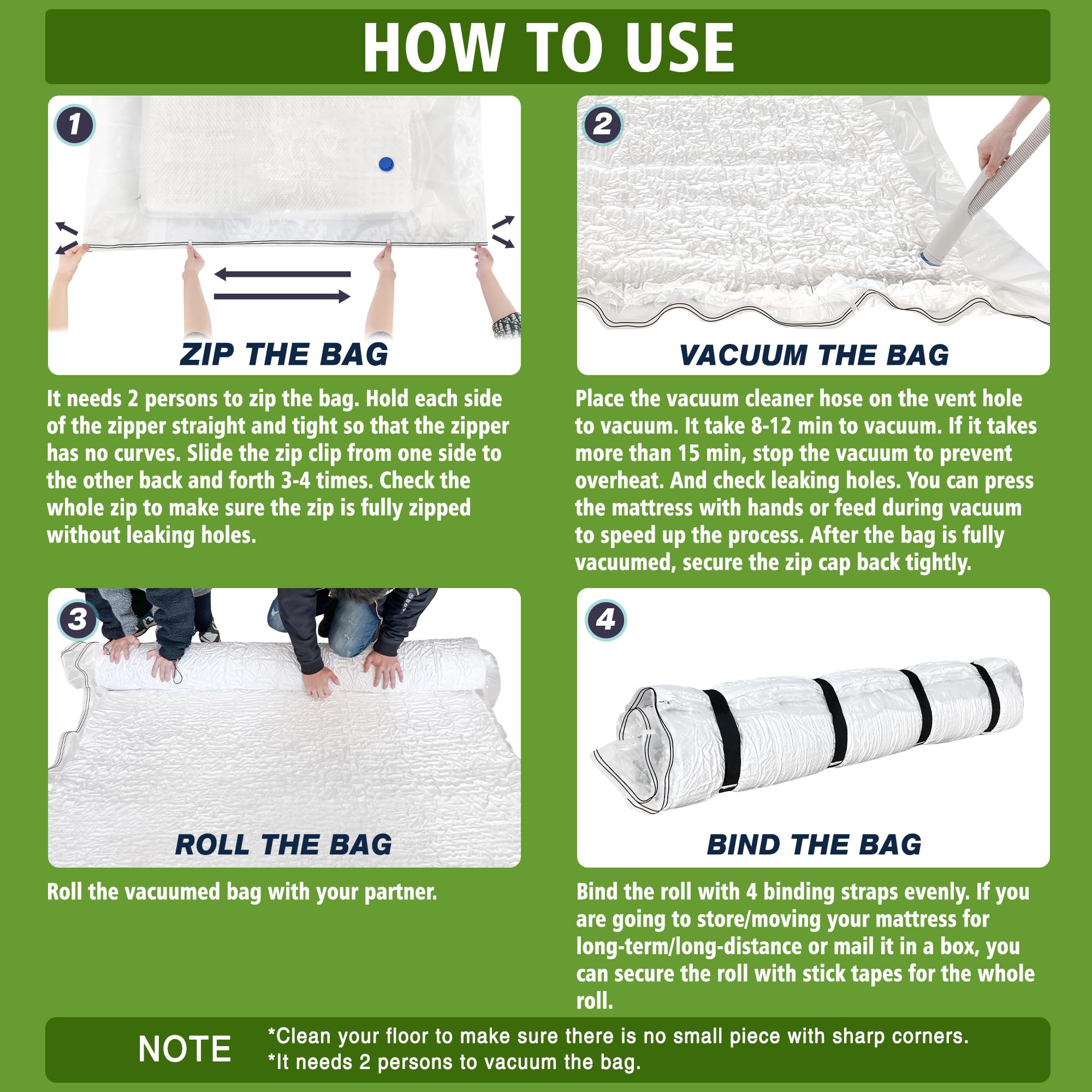 King Mattress Vacuum Bag double-seal zipper detail ensures airtight protection