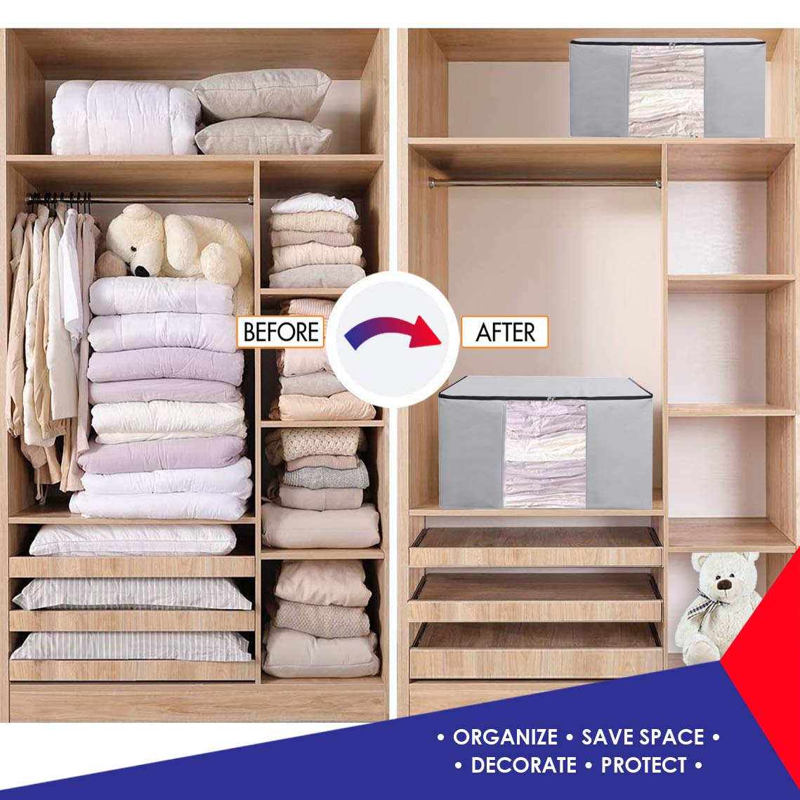 Kingdom Home size comparison under bed illustrating fit and under-bed storage benefit