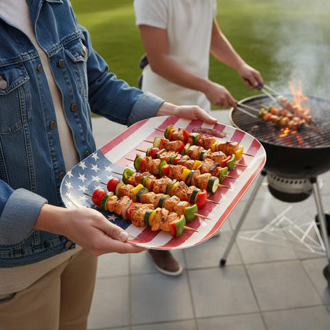 Kingen trays presenting snacks and dips in use at a party for neat serving