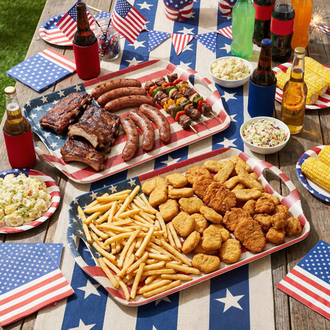 KINGEN table lifestyle bbq setting illustrating festive outdoor entertaining