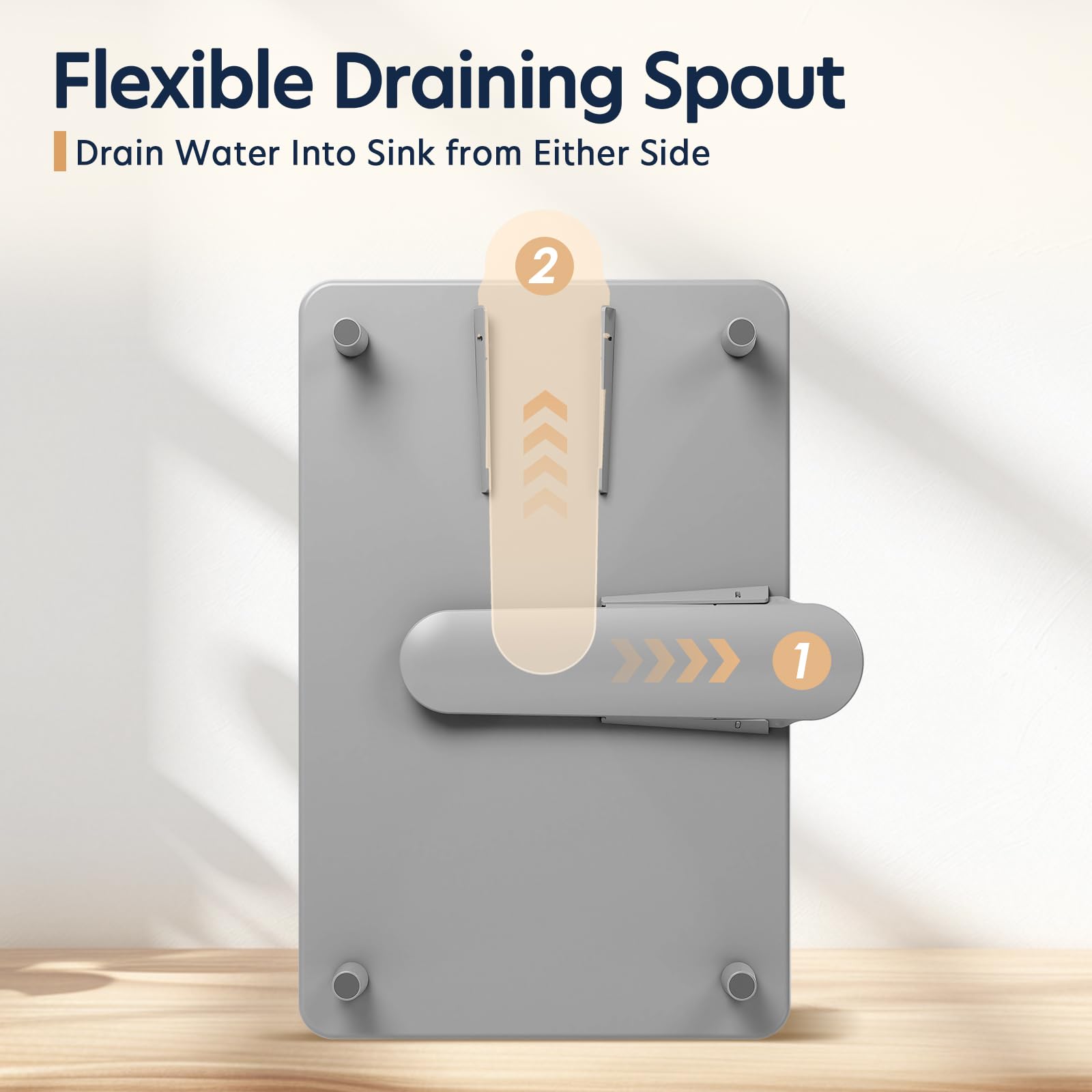 KINGRACK adjustable drain spout set to left directing water into sink and preventing puddles
