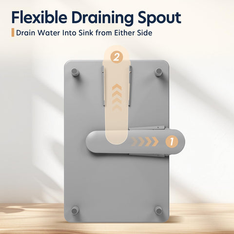 KINGRACK adjustable drain spout set to left directing water into sink and preventing puddles