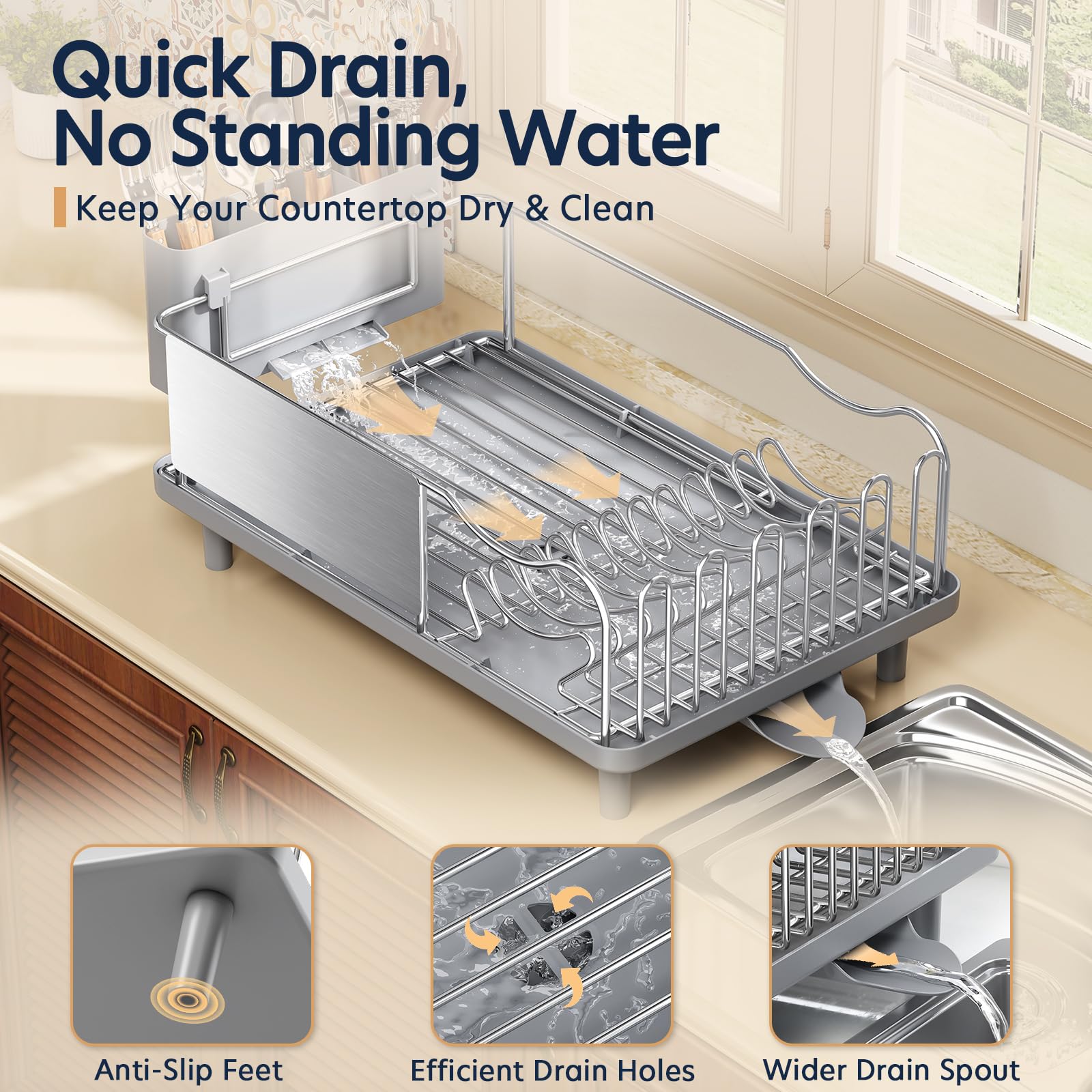 KINGRACK cup rack holding four glasses upside down for faster drying and safe storage