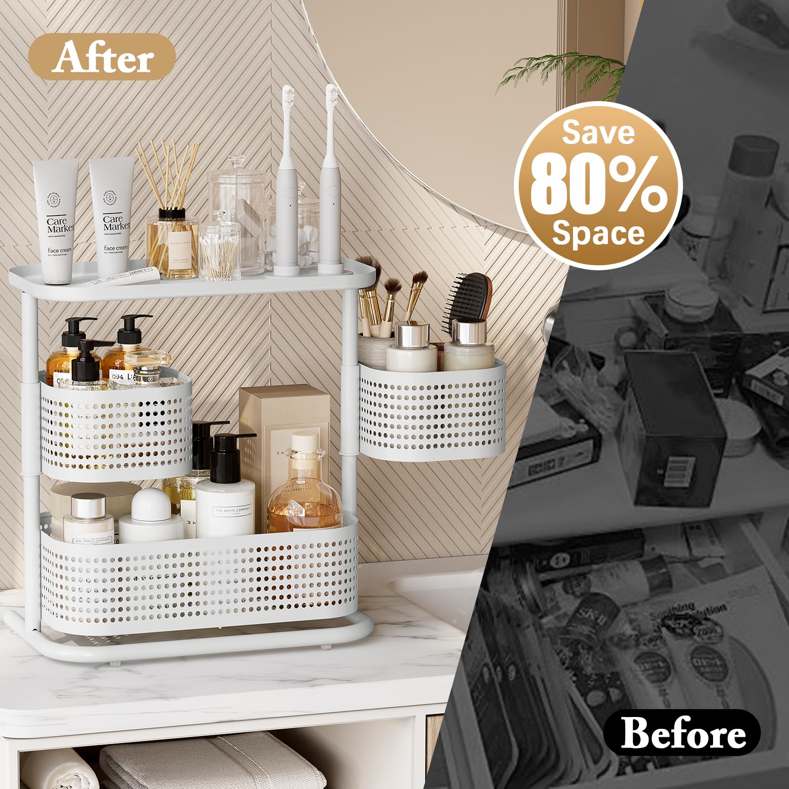 KINGRACK styled on bathroom vanity organizing skincare for faster routines