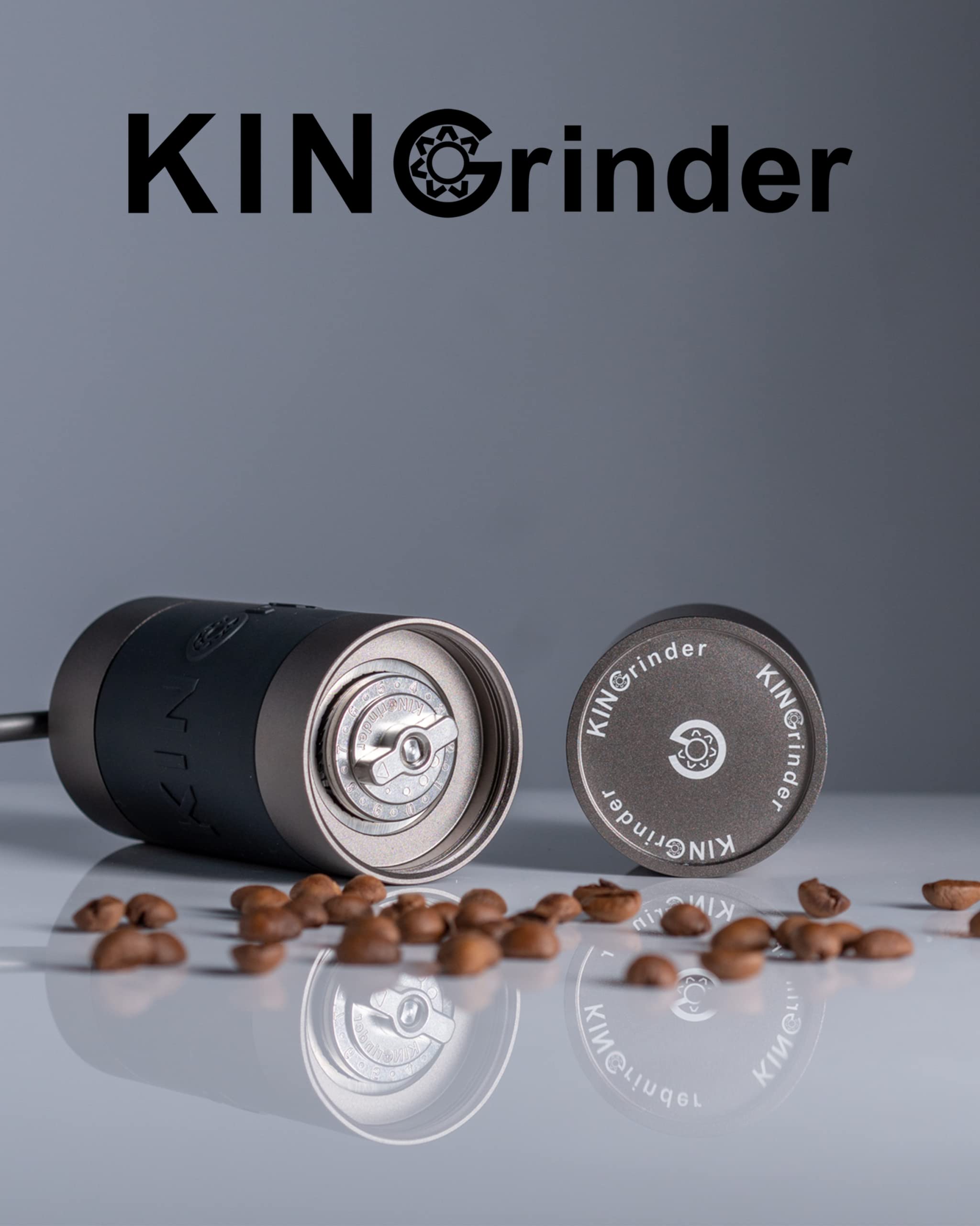 KINGrinder hopper and handle assembly showing sturdy build and easy grip benefit