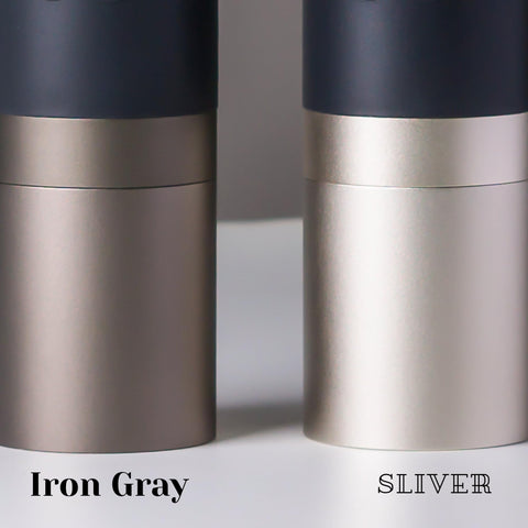 KINGrinder K6 beside a scale and mug showing compact size and travel-friendly form