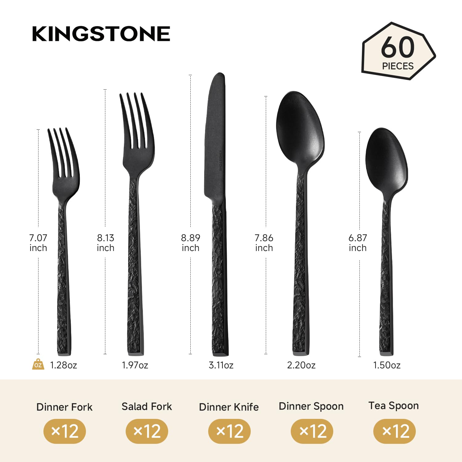 KINGSTONE hammered handle close-up showing texture and sturdy grip benefit