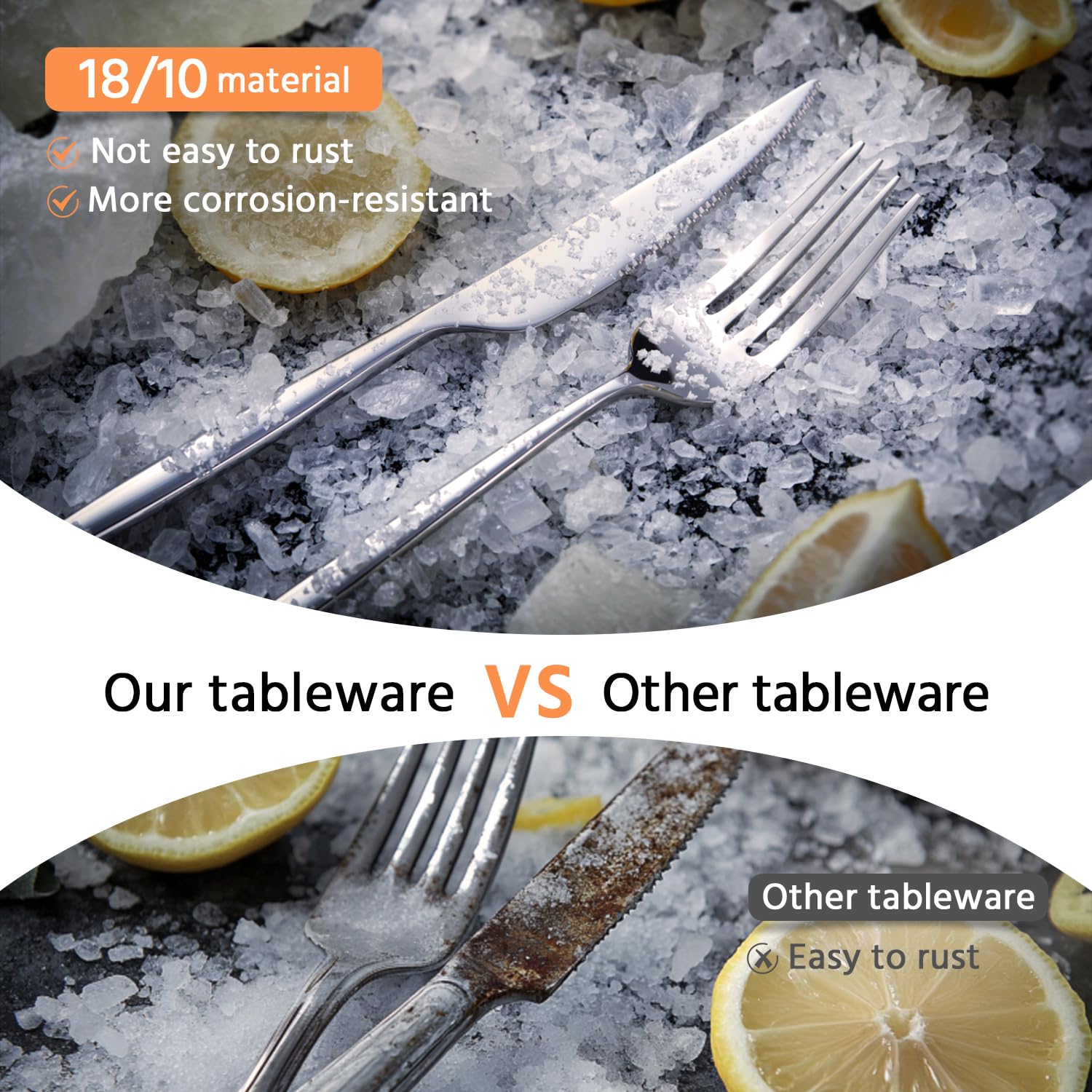KINGSTONE dinner knife profile showing blade and sturdy construction benefit