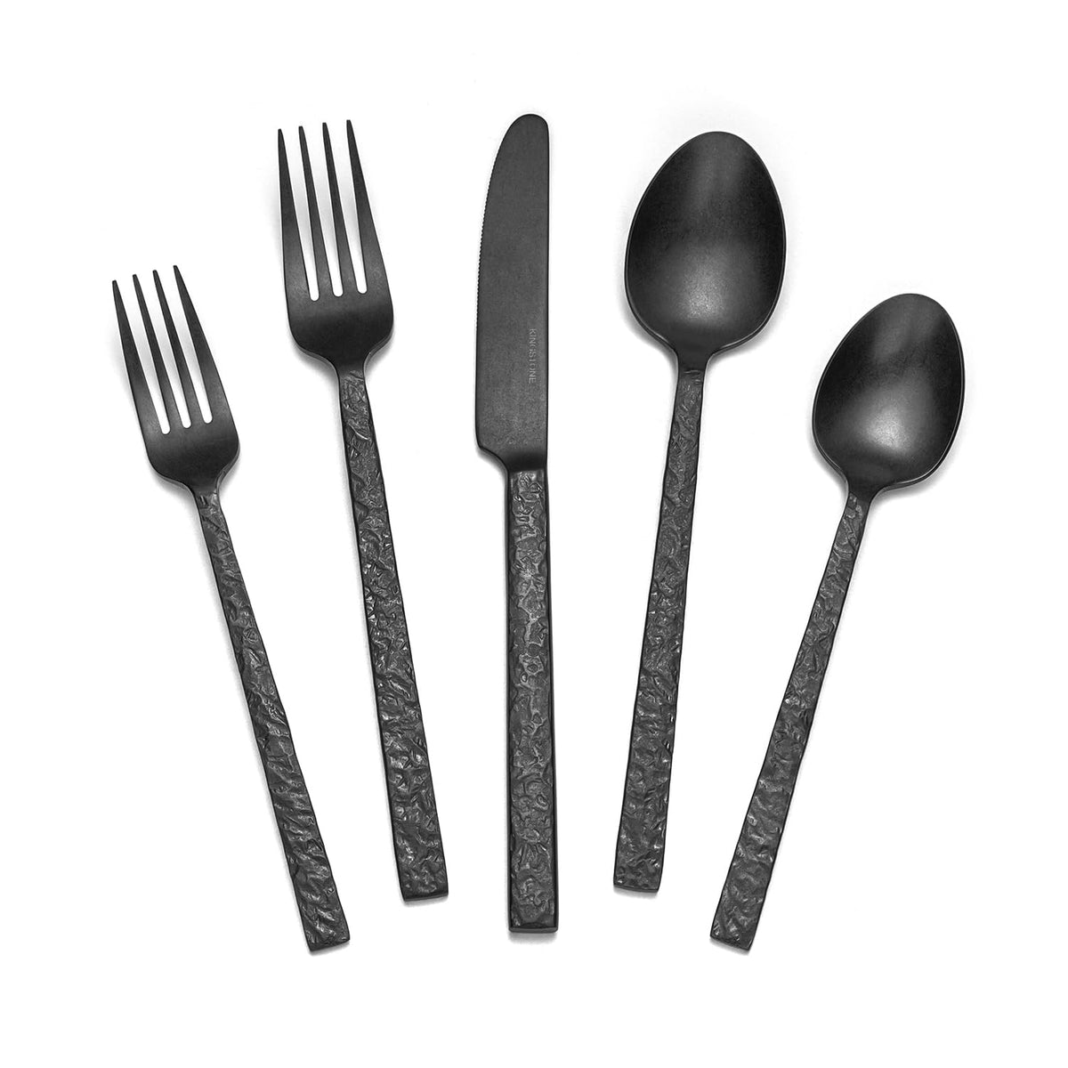 KINGSTONE front view of full 20-piece flatware set showing modern benefit