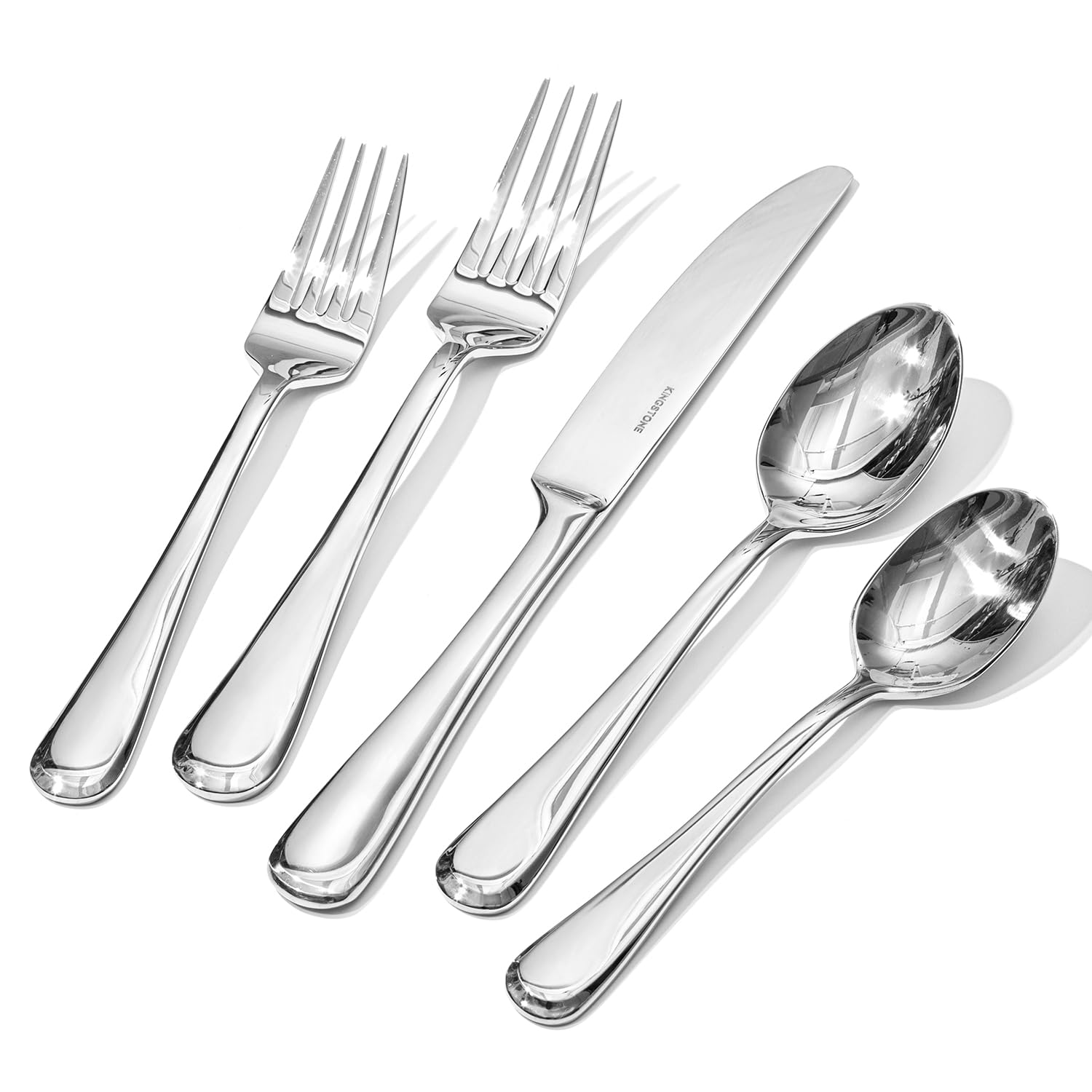 KINGSTONE front view of boxed 40-piece set showing complete service for eight benefit