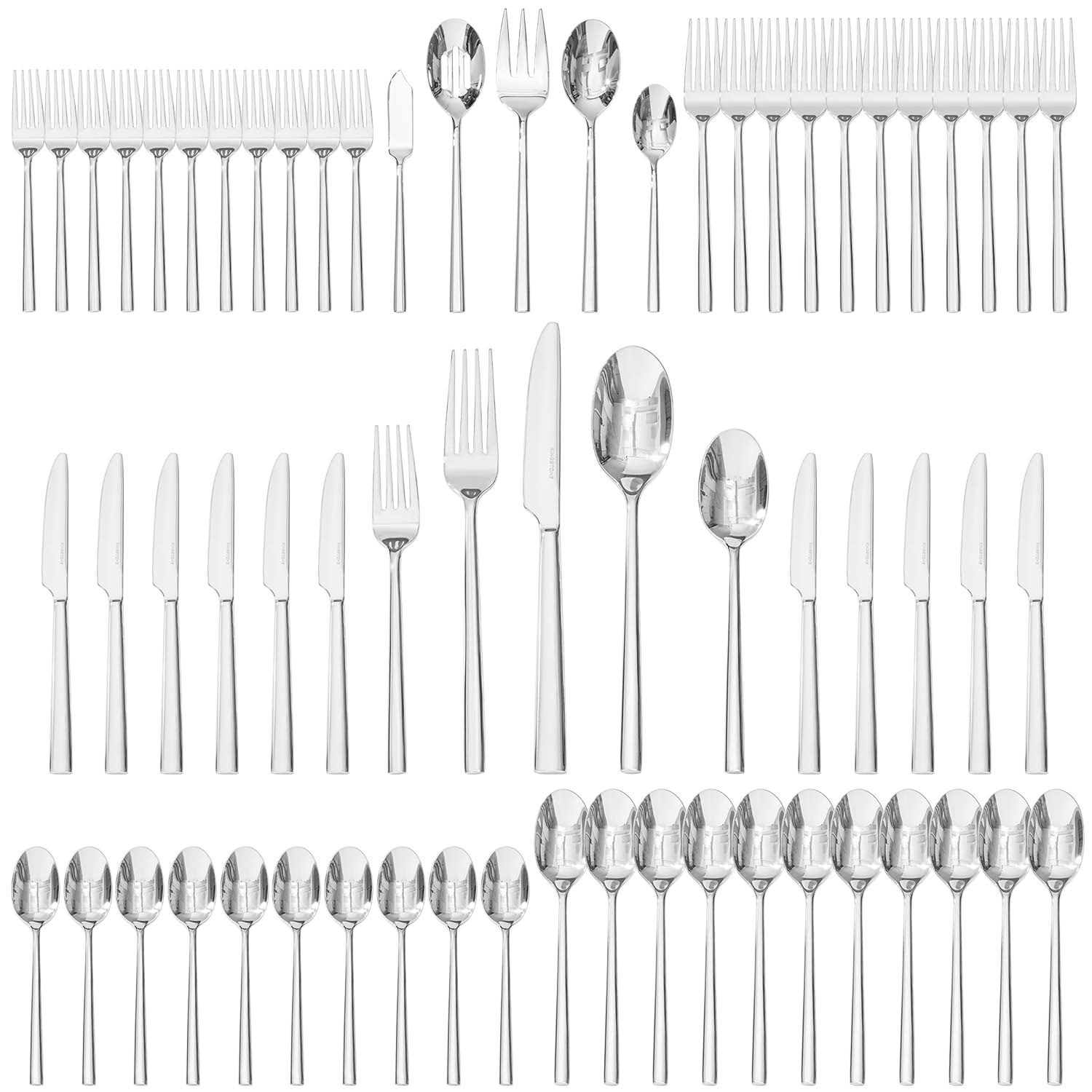 KINGSTONE front view of full 65-piece set on neutral background showing complete service for twelve