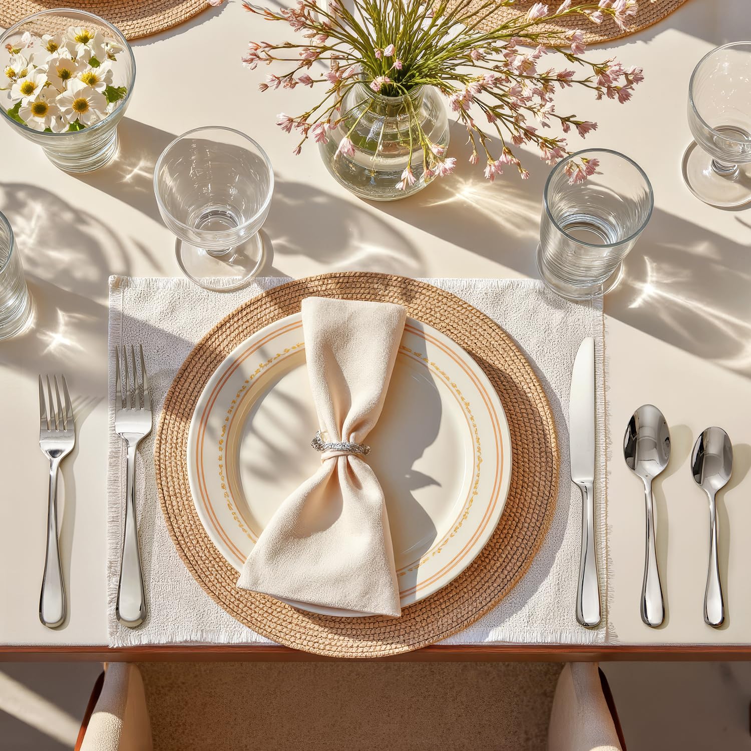 KINGSTONE full table setting with flatware demonstrating coordinated formal look
